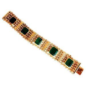GIA Certified Vintage Emerald Bracelet 60ct 18kt Gold